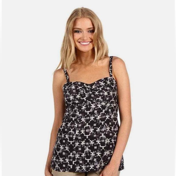 Patagonia Women’s Hemp Cotton Blend Black Patterned Sleeveless Top Sz 6 - Picture 1 of 7